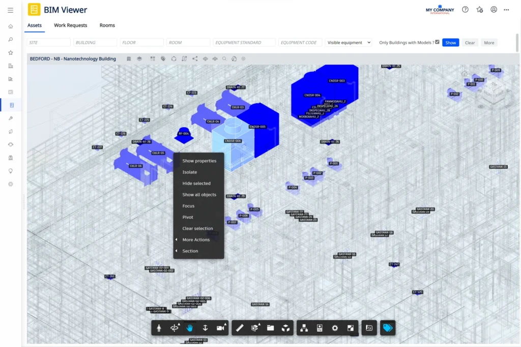 Easily make changes to asset descriptions and update maintenance data within the Archibus BIM Viewer.